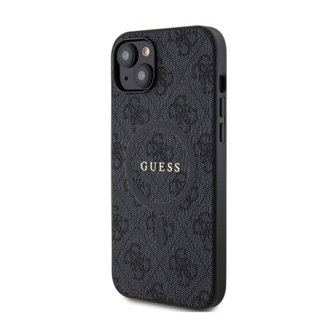 Guess 4G Collection Leather Metal Logo MagSafe - Etui iPhone 15 Plus / 14 Plus (czarny)