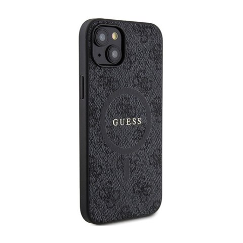 Guess 4G Collection Leather Metal Logo MagSafe - Etui iPhone 15 Plus / 14 Plus (czarny)