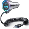 Ładowarka samochodowa 3w1 Joyroom JR-CL07 72W 4.0A PD 3.0 QC 3.0 1x USB-A 1x USB-C z kablem 1.6M