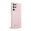 Guess Glitter Flakes Metal Logo Case - Etui Samsung Galaxy S24 Ultra (różowy)
