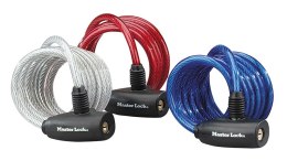 Zapięcie rowerowe MASTERLOCK QUANTUM 8127 8mm 180cm KLUCZYK zestaw mix kolorów pudełko 6szt. (NEW)