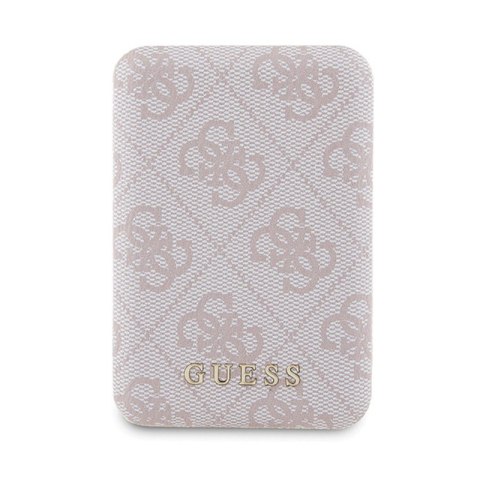 Guess Bundle Pack MagSafe 4G Metal Gold Logo - Zestaw etui + Power Bank 5000mAh MagSafe iPhone 15 Pro (różowy)