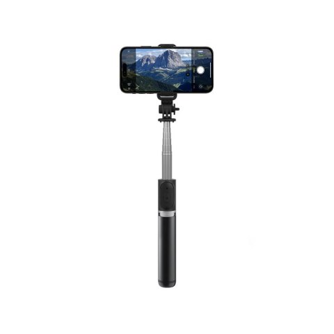 Crong SelfieGo Lite - Kompaktowy selfie stick Bluetooth tripod (czarny)