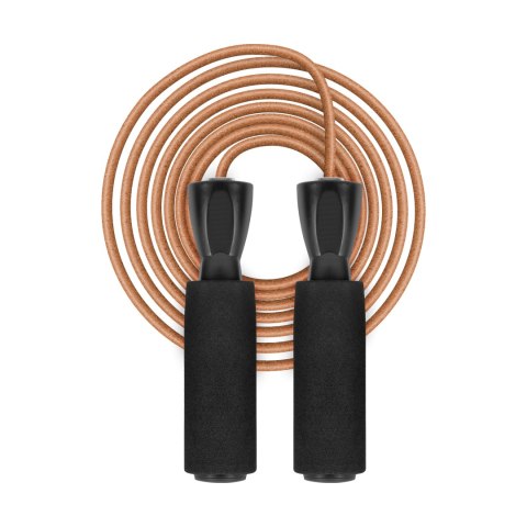 Skakanka bokserska skórzana z rączką z pianki i metalowym łożyskiem 280cm regulowana, REBEL ACTIVE