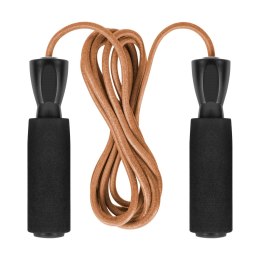 Skakanka bokserska skórzana z rączką z pianki i metalowym łożyskiem 280cm regulowana, REBEL ACTIVE