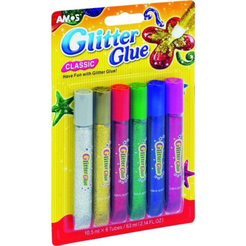 KLEJ Z BROKATEM AMOS 10,5ml*6 KOLORÓW