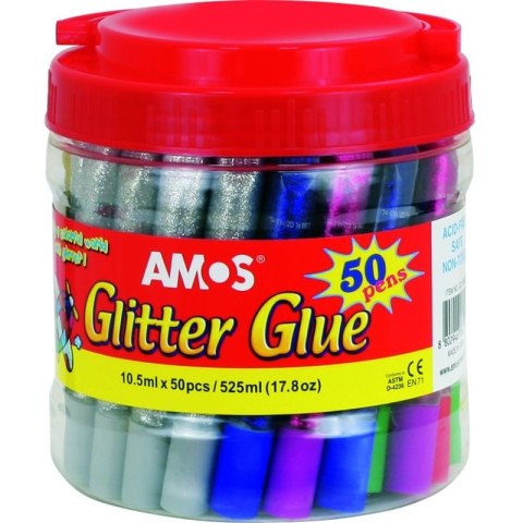 KLEJ Z BROKATEM AMOS 10,5ml*50 KOLORÓW