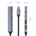 Qoltec Hub Adapter USB-C 3.1 5w1 | USB-C PD| USB-C | 2x USB 2.0 | USB 3.0