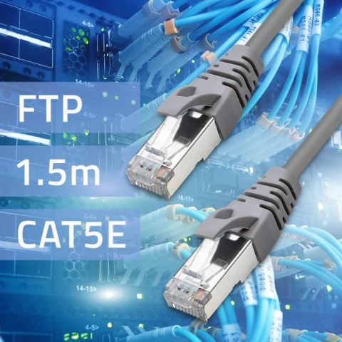 Qoltec Kabel Patchcord FTP | CAT5e | 2 x RJ-45 | 1.5m | High speed | Gold | Ekranowany