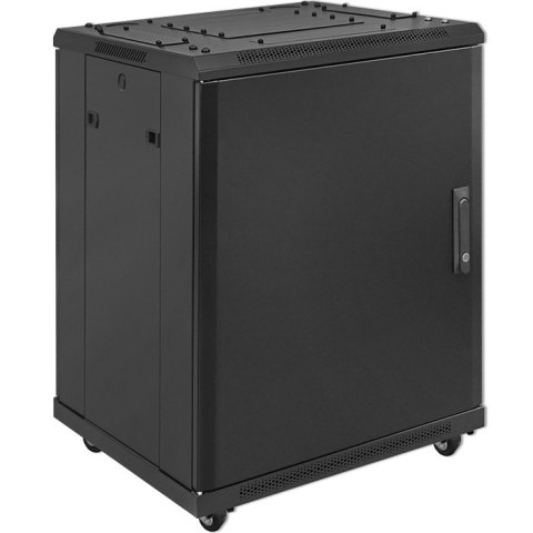 Qoltec Szafa RACK 19" | 15U | 600 x 855 x 600 | Hartowane drzwi | Stojąca | Nóżki + Kółka | Stalowa obudowa | Zamek
