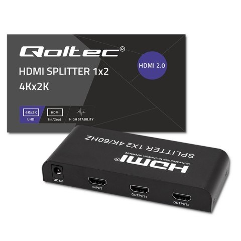 Qoltec Aktywny rozdzielacz Splitter 2 x HDMI 4K x 2K | 6Gb/s | 60Hz | High stability
