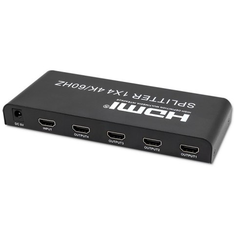 Qoltec Aktywny rozdzielacz Splitter 4 x HDMI 4K x 2K | 6Gb/s | 60Hz | High stability