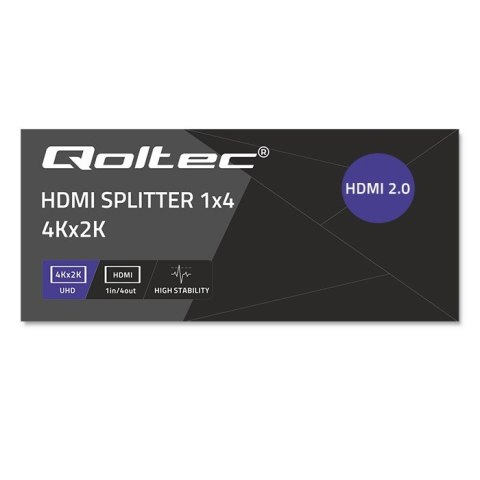 Qoltec Aktywny rozdzielacz Splitter 4 x HDMI 4K x 2K | 6Gb/s | 60Hz | High stability