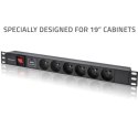 Qoltec Aluminiowa Listwa zasilająca PDU do RACK 19'' | 1U | 16A | 6xFRENCH | 1.8m