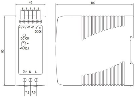 ZASILACZ IMPULSOWY MDR-40-48 MEAN WELL