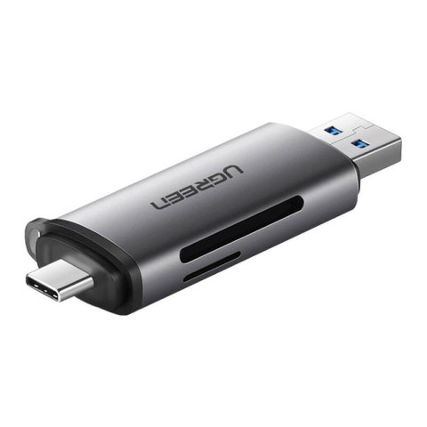 Adapter USB + USB-C UGREEN CM185 czytnik kart SD + microSD (szary)