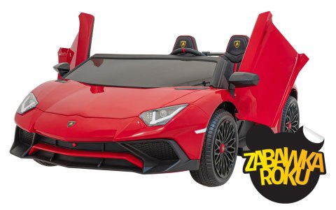 Auto Lamborghini Aventador SV na akumulator dla 2 dzieci Czerwony + Pilot 2,4 GHz + Pianka EVA + Audio LED