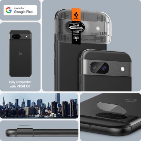 Spigen Optik.TR EZ Fit Camera Lens Protector 2-Pack - Szkło ochronne na obiektyw do Google Pixel 8A (2 szt) (Czarny)
