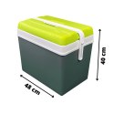 Lodówka turystyczna 35L KAMAI EDA na wkłady mrożące, szara z białą rączką i zieloną pokrywą