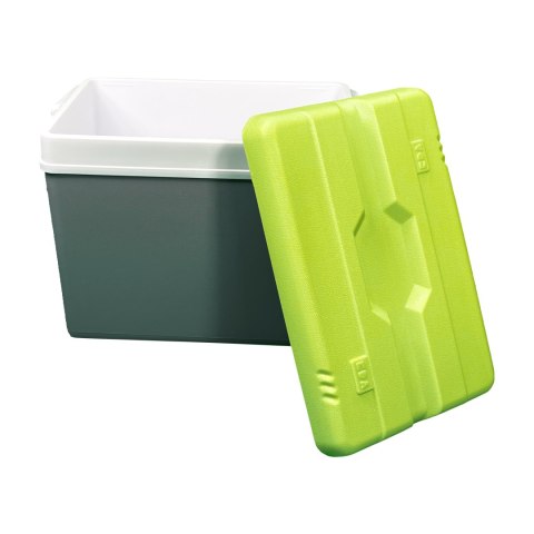 Lodówka turystyczna 35L KAMAI EDA na wkłady mrożące, szara z białą rączką i zieloną pokrywą