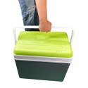Lodówka turystyczna 35L KAMAI EDA na wkłady mrożące, szara z białą rączką i zieloną pokrywą