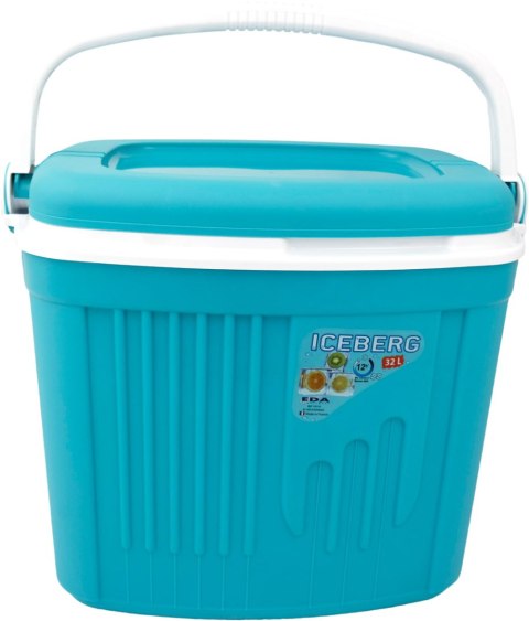 Lodówka turystyczna 32L KAMAI ICEBERG na wkłady mrożące, turkusowa z białą rączką