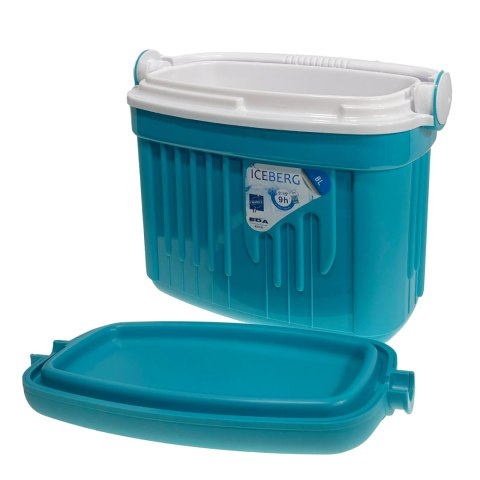 Lodówka turystyczna 8L KAMAI ICEBERG na wkłady mrożące, turkusowa z białą rączką