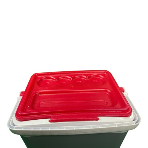 Lodówka turystyczna 25L KAMAI TROPIC na wkłady mrożące, szara z czerwoną pokrywą i białą rączką