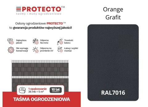 Taśma ogrodzeniowa ROLKA 26mb ORANGE 19cm PROTECTO™ GRAFIT
