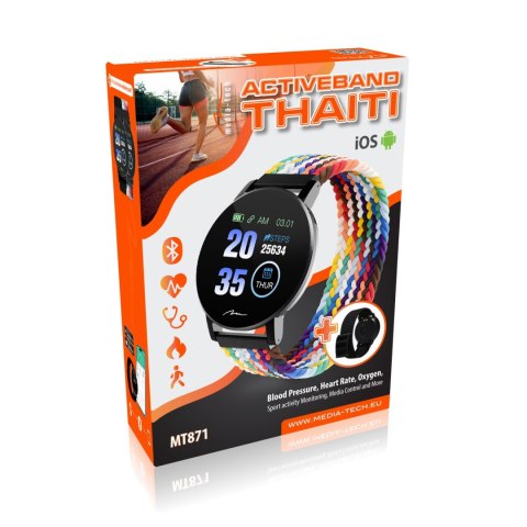 ACTIVEBAND THAITI - Smartband z pomiarem pulsu, ciśnienia i natlenienia krwi, monitorowaniem aktywności & snu, 2 unikalne paski 