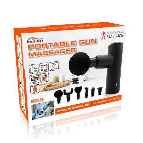 PORTABLE GUN MASSAGER - Mobilne urządzenie do łatwego i szybkiego masażu spiętych mięśni