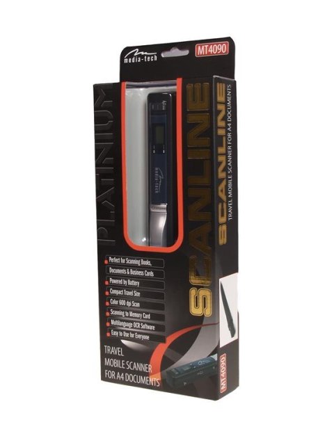 SCANLINE - Liniowy, ręczny, kolorowy skaner dokumentów A4 i mniejszych, rozdzielczość 900 dpi, zapis skanów na karcie T-Flash, z