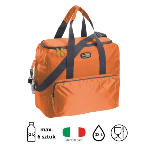 Torba termiczna Kamai Gio Style na ramię, pomarańczowa, z kieszeniami i rączką do noszenia, pojemność 33L