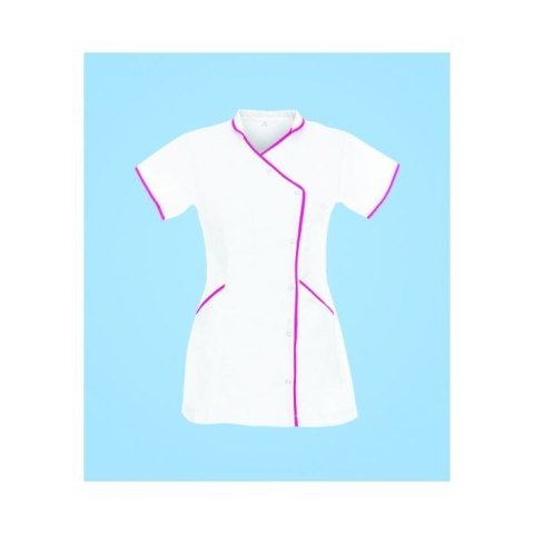 STELO ROZM. 3XL Tunika medyczna rozpinana, ze stójką i różową lamówką, 88044