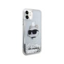 Karl Lagerfeld Liquid Glitter NFT Choupette Head - Etui iPhone 11 (srebrny)
