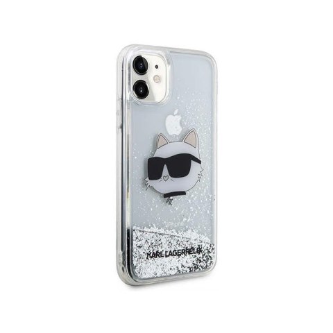 Karl Lagerfeld Liquid Glitter NFT Choupette Head - Etui iPhone 11 (srebrny)