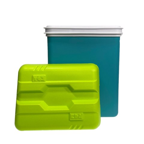 Lodówka turystyczna 15L KAMAI EDA na wkłady mrożące, turkusowa z białą rączką i zieloną pokrywą, pojemność