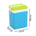 Lodówka turystyczna 15L KAMAI EDA na wkłady mrożące, turkusowa z białą rączką i zieloną pokrywą, pojemność
