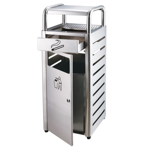 Kosz na śmieci z popielniczką - srebrny