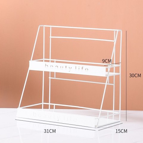 Metalowa, dwupoziomowa półka styl LOFT na kosmetyki BEAUTY LIFE - biała