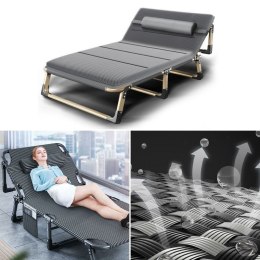 Składane łóżko turystyczne BIZNESOWE, polowe, kanadyjka PREMIUM 75 cm - kolor szary