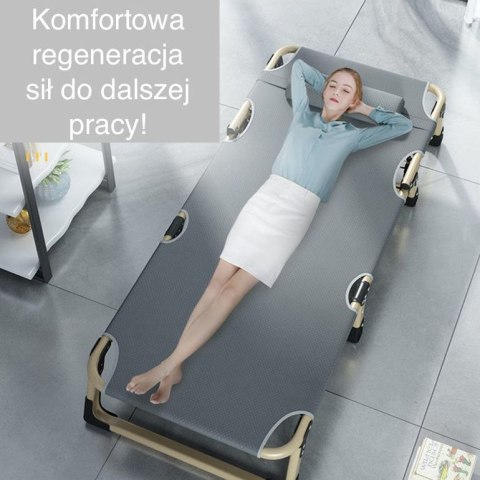 Składane łóżko turystyczne BIZNESOWE, polowe, kanadyjka PREMIUM 75 cm - kolor szary