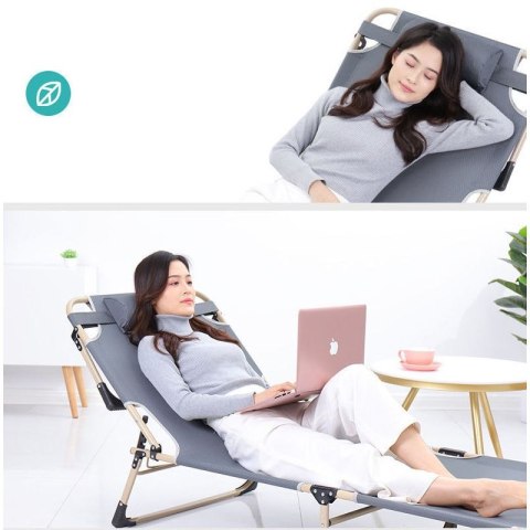 Składane łóżko turystyczne BIZNESOWE, polowe, kanadyjka PREMIUM 75 cm - kolor szary