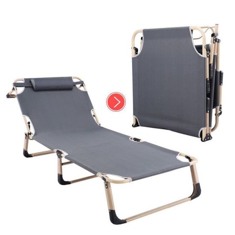 Składane łóżko turystyczne BIZNESOWE, polowe, kanadyjka PREMIUM 75 cm - kolor szary