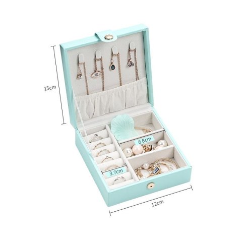Szkatułka, kuferek LELANI na biżuterię, organizer Premium - miętowa