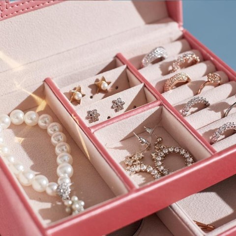 Wielopoziomowa szkatułka LELANI, kuferek na biżuterię Premium - biała