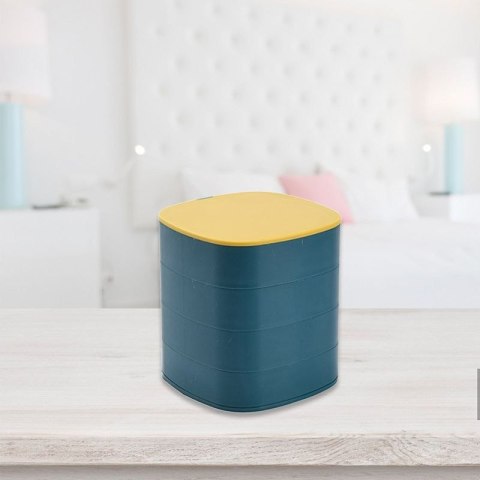 Wielopoziomowa szkatułka na biżuterię, organizer Premium - niebieska