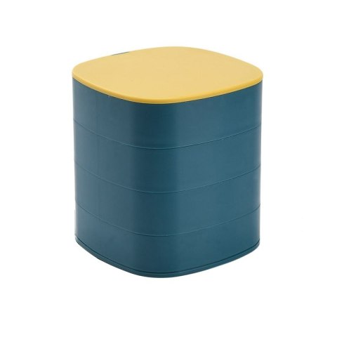 Wielopoziomowa szkatułka na biżuterię, organizer Premium - niebieska