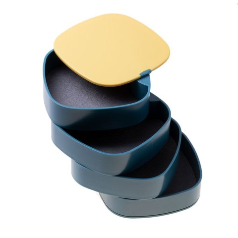 Wielopoziomowa szkatułka na biżuterię, organizer Premium - niebieska