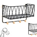 Wisząca półka z wieszakami, styl LOFT- czarna, 25,5cm